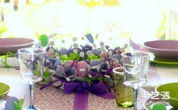 Handmade egg tray with rose decoration can be used even at weddings