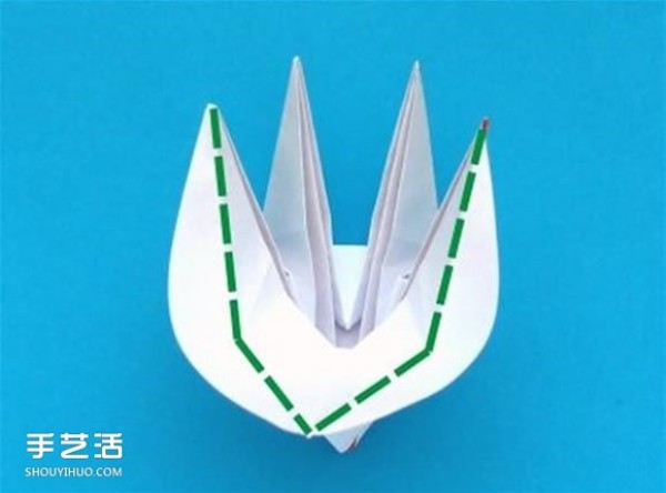 The origami method of crab claw origami, illustrated origami Christmas cactus tutorial