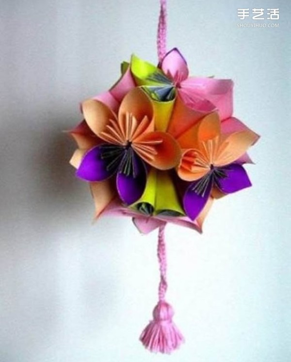 Illustration of how to fold a super beautiful origami flower ball, relatively simple