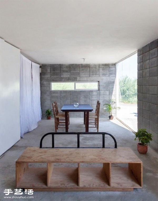 Modern Box House made of concrete blocks