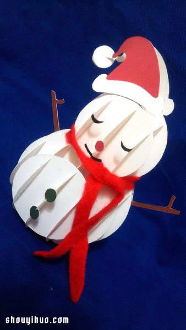 DIY Handmade Illustrated Tutorial on Three-dimensional Paper Carving Christmas Snowman