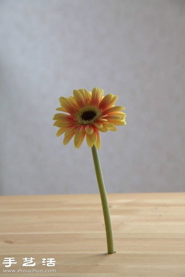 Simple glass bottle waste is used creatively to make desktop flower decoration