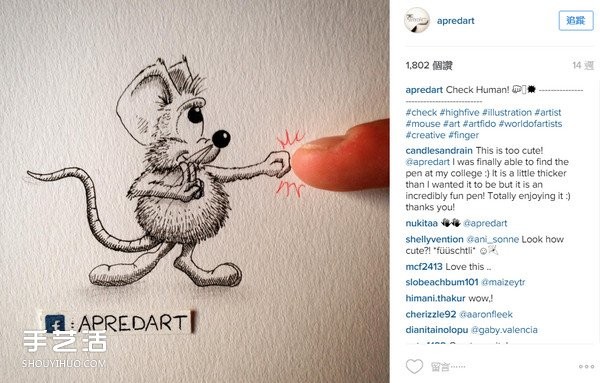 Creative hand-painted works: A naughty mouse who loves to break into the desk and play