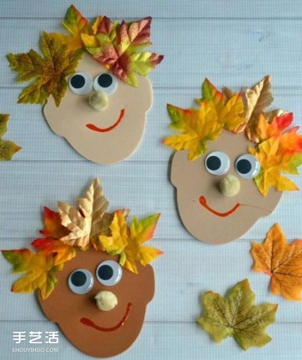 A collection of childrens leaf stickers, pictures of autumn leaves collage