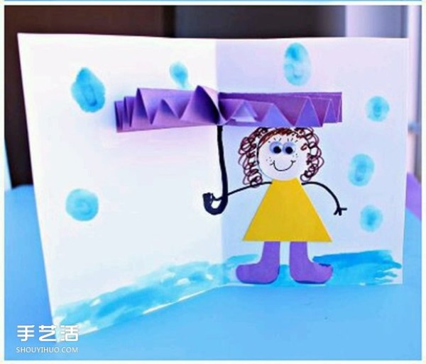 How to make three-dimensional greeting cards for young children with simple illustrations of making three-dimensional greeting cards