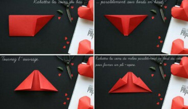 How to fold a three-dimensional origami heart, handmade origami three-dimensional heart diagram