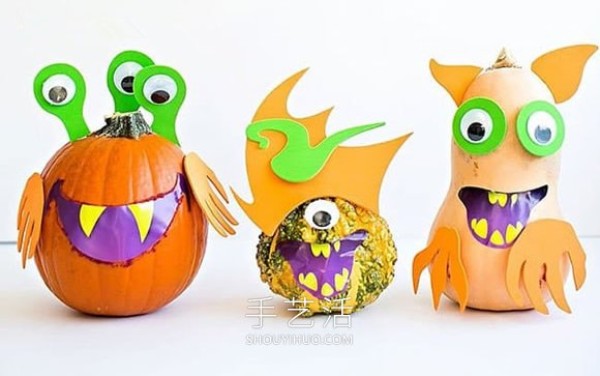 Illustrated tutorial on how to make your own funny pumpkin monster