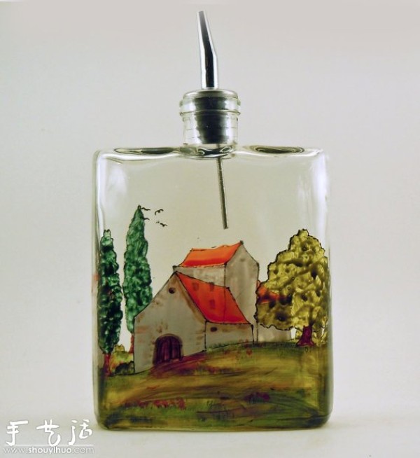 Glass bottle painting: Provence in a bottle