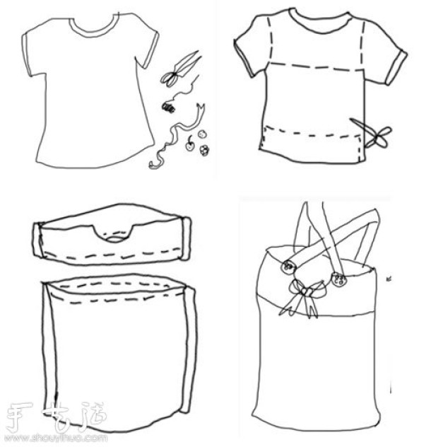 Handmade method of transforming an old T-shirt into a camisole