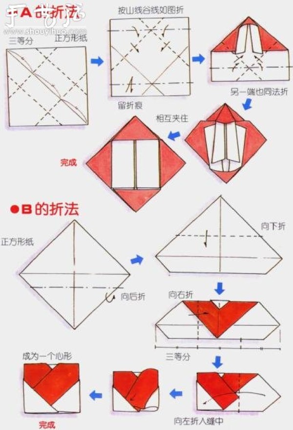 Tutorial on the origami of a heart-to-heart envelope