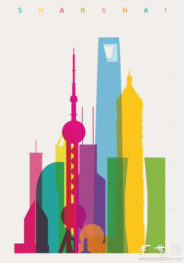 City-themed paper-cut poster