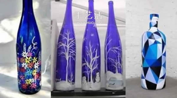 Creative handmade pictures of painted wine bottles, acrylic hand-painted glass bottles DIY