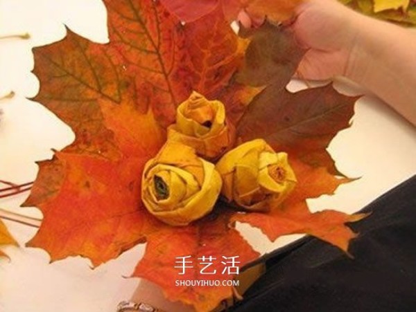 How to make handmade rose buds, leaves and rose buds with maple leaves