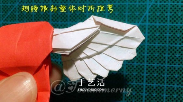 Illustration of how to fold a beautiful origami angel heart ring as a small origami gift for lovers