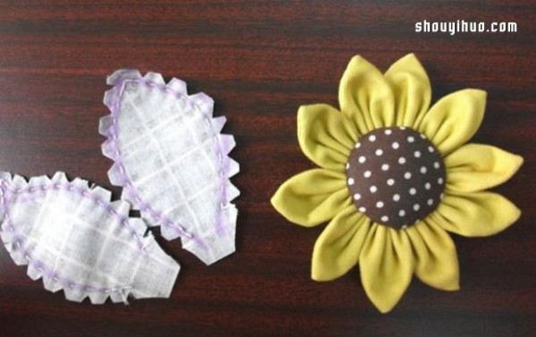 Simple handmade fabric tutorial for non-woven sunflowers and sunflowers