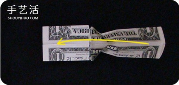 Tutorial of dollar origami ring, folding method of diamond ring with illustrations of banknotes