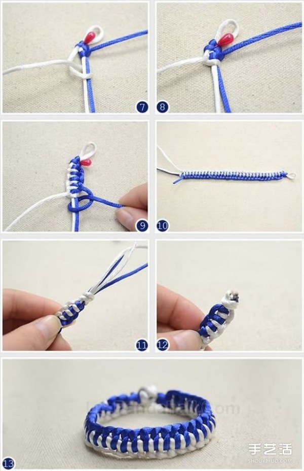 Blue and white two-color bracelet weaving process blue and white porcelain style bracelet DIY tutorial