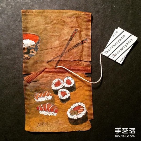 Turn waste into treasure: An artist uses a drunk tea bag as a canvas to write a diary