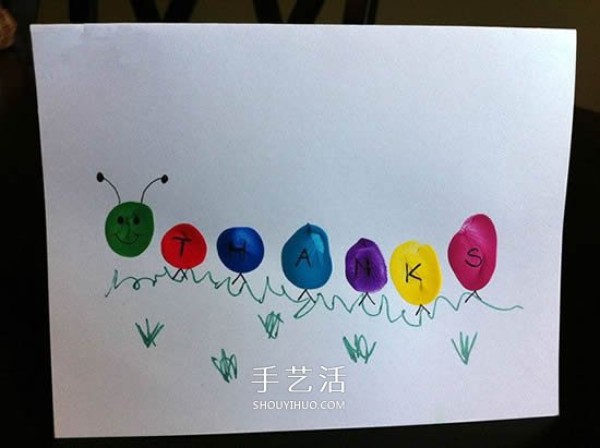 Simple finger painting for toddlers makes a cute Thanksgiving card