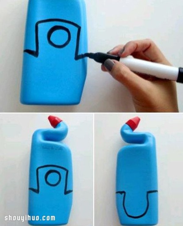 Plastic bottle waste is used to DIY a useful mobile phone charging stand