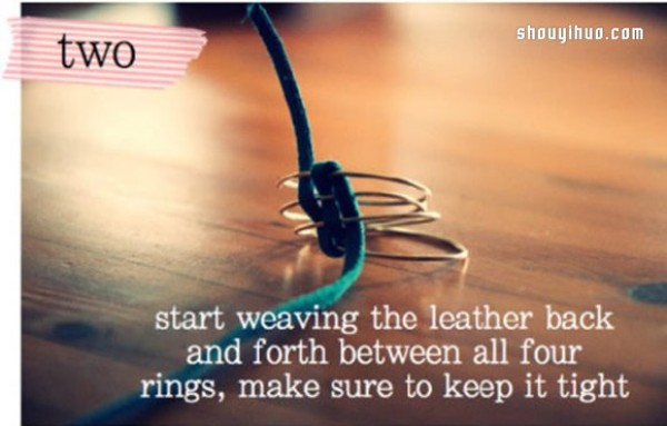 Illustration of how to make a very unique leather braided ring