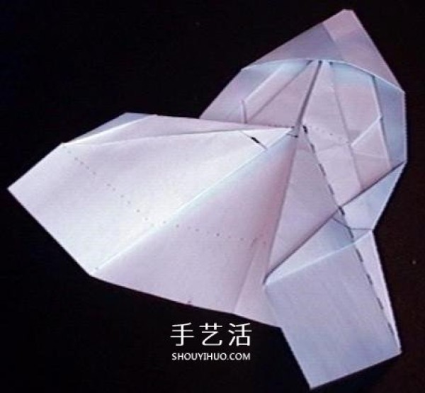 A detailed illustration of how to fold an Avengers paper plane or an origami fighter plane