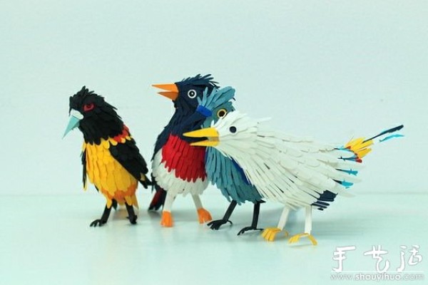 Paper art works: beautiful birds