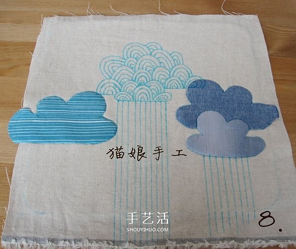 Non-woven fabrics make auspicious cloud table mats, fabric art handmade cloud table mats