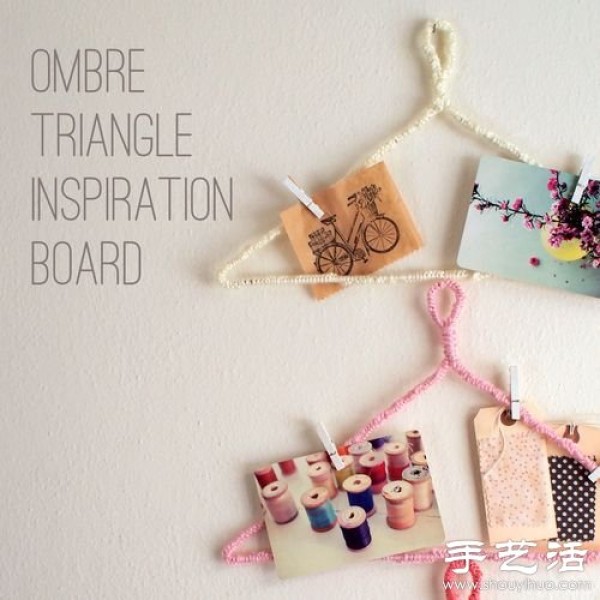 Clothes hanger + woolen creative DIY photo wall