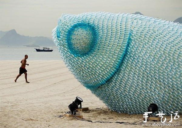 Giant fish DIYed from discarded plastic bottles