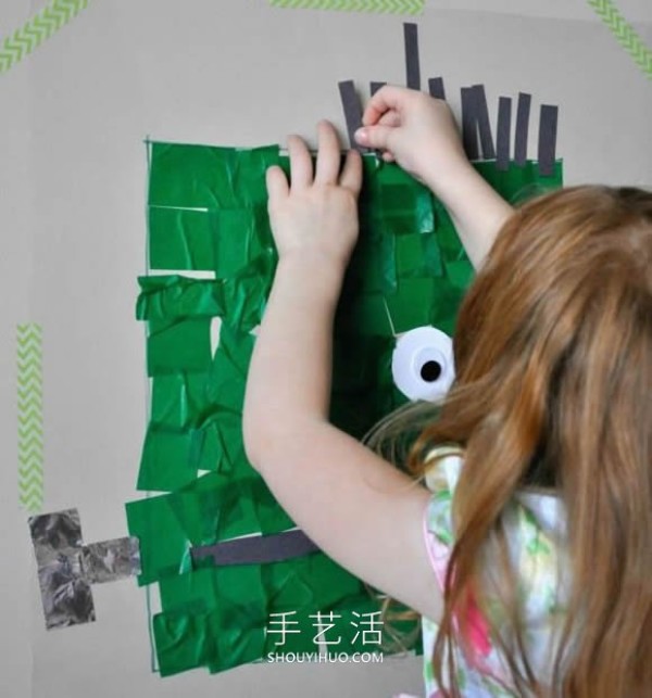 How to make Halloween Frankenstein paper stickers by children