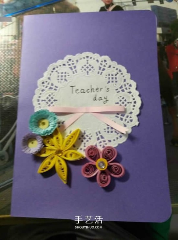 Tutorial on how to make your own good-looking Teachers Day paper flower greeting card