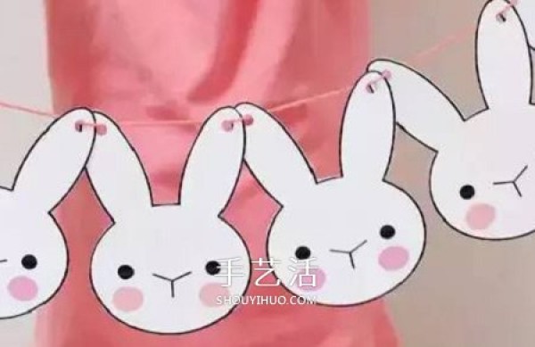 Simple childrens little handcrafts to make cute little white rabbit ornaments for the Mid-Autumn Festival