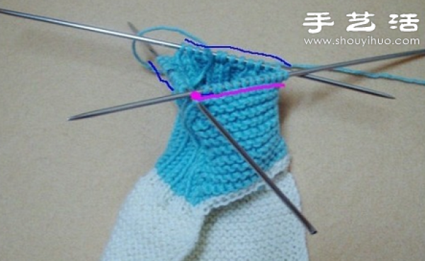 Illustrated tutorial on knitting beautiful boat socks with wool