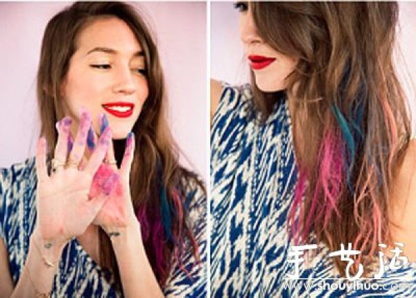 Teach you how to DIY fashionable rainbow hairstyles using colored chalks