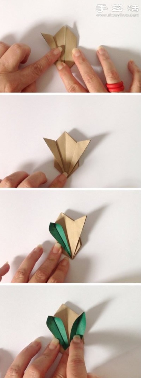 Illustration of how to fold a cute origami rabbit