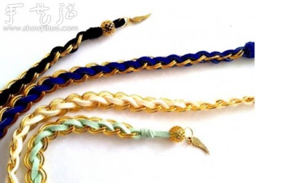 Tutorial on weaving a beautiful bracelet with rope and metal chain