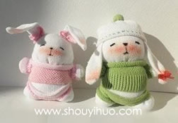 Handmade cute plush toy rabbit in socks