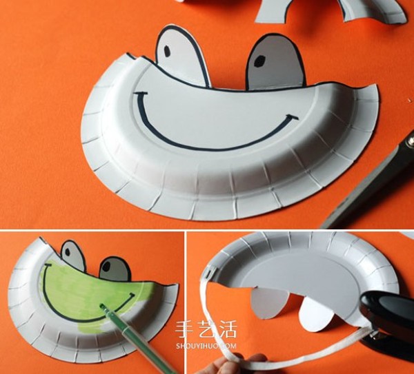 How to use paper plates to make hats, how to make kindergarten cartoon paper plate hats