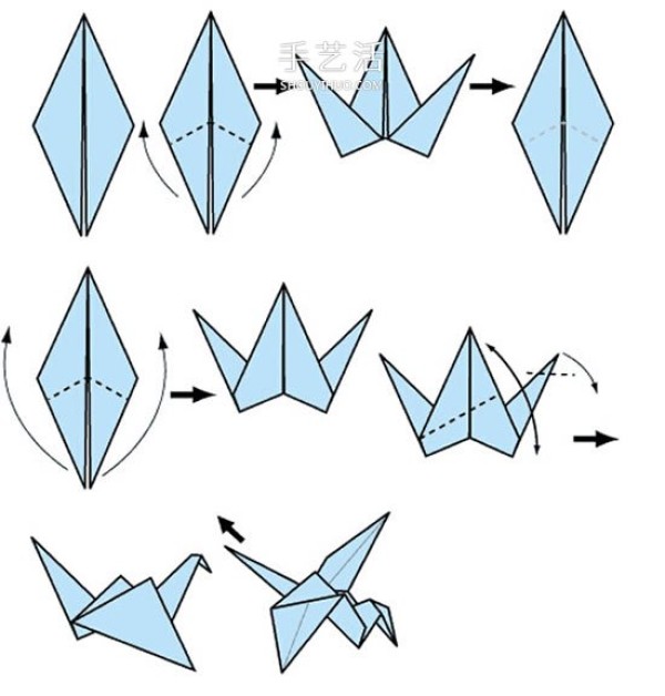 Send good wishes! Simple and detailed illustration of paper crane origami method