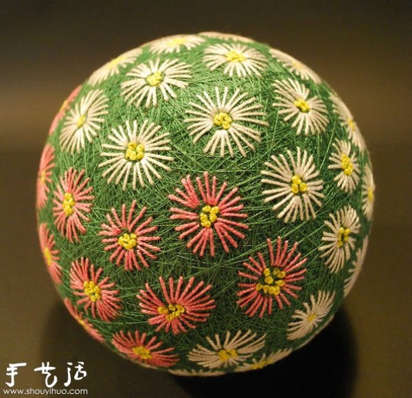 A beautiful temari ball handmade by a 92-year-old grandmother in Japan