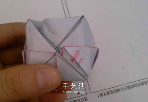 Step-by-step diagram of how to fold a Rothbard rose, origami Fukuyama