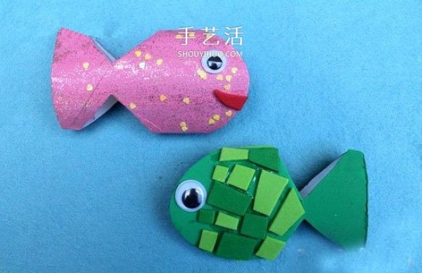 How to make small fish out of toilet paper tubes, a simple DIY way to use kindergarten waste material