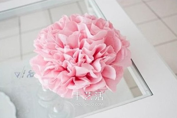 Illustration of hand-made crepe paper and carnation flowers for Mothers Day flowers