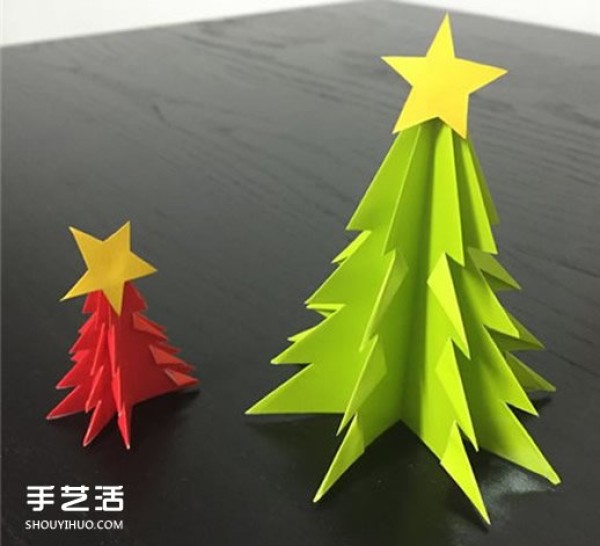 How to make your own big Christmas tree, origami large Christmas tree illustration