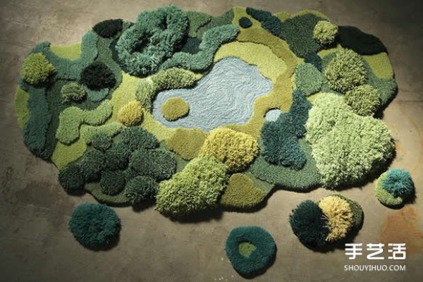 Carpet waste is hand-woven to simulate the natural ecology of wool blankets