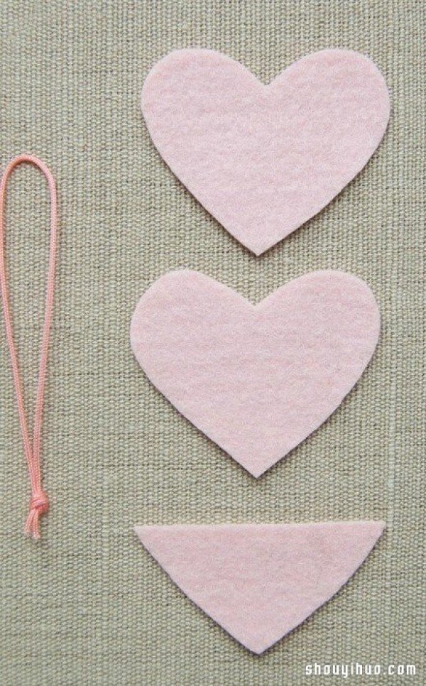 DIY handmade illustrated tutorial for non-woven heart-shaped pendant trinkets