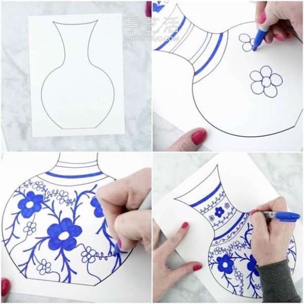 Colorful cherry blossoms and blue and white porcelain! Simple production of super beautiful paper stickers