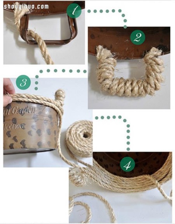 Hemp ropes transforms waste plastic baskets into handmade DIY storage baskets