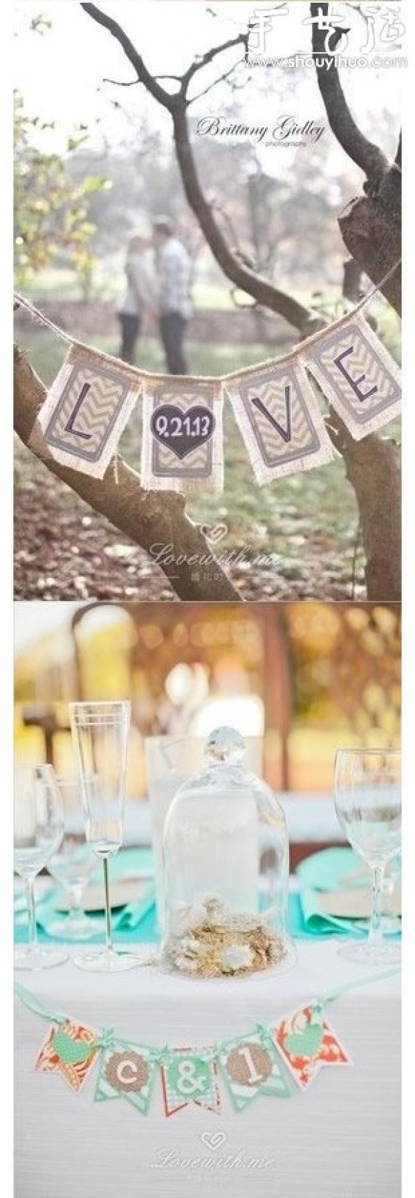 DIY wedding small flag as a decorative banner